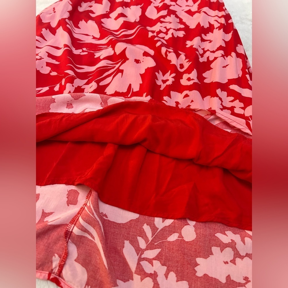 🌺 Anthropologie Lost + Wander Strapless Red Floral Midi Dress - Picture 5 of 9